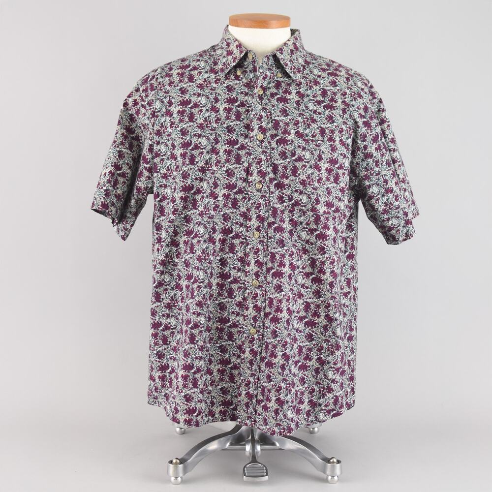 Vintage 90s David Taylor Red Abstract Short Sleeve Shirt , Men's Large